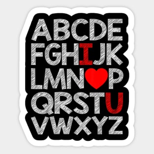 Alphabet ABC I Love You Funny Valentines Day Heart Gifts Sticker